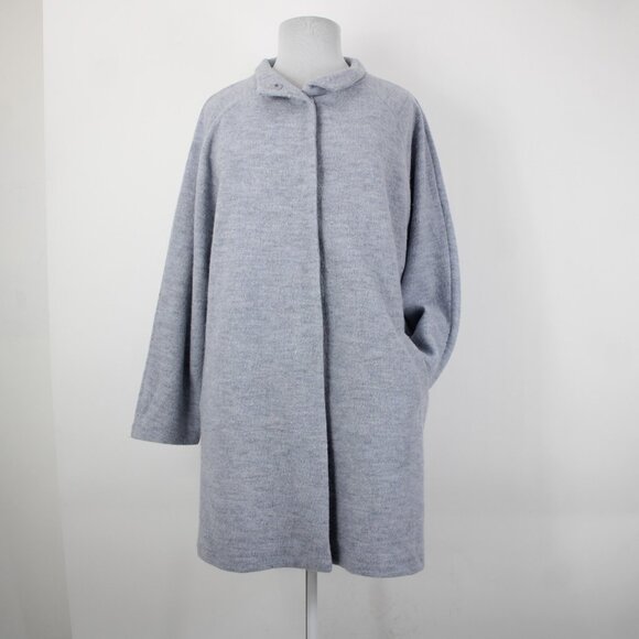 Cynthia Rowley Sz 2X Light Blue Collared Pockets Unlined 100% Wool Coat - Picture 3 of 16